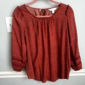 LC Lauren Conrad Red Puff Sleeve Blouse
